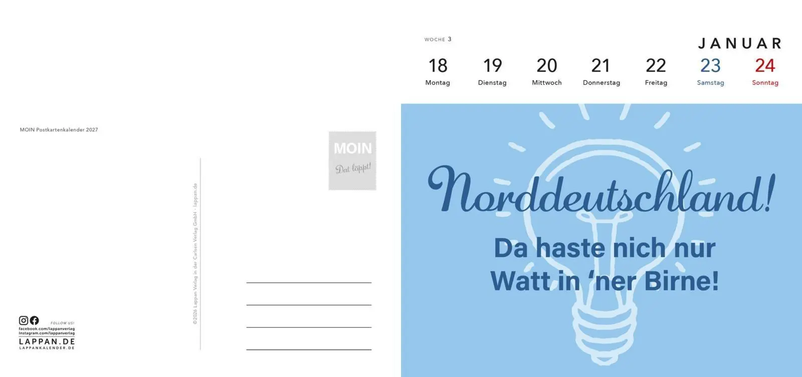 Bild: 9783830322894 | MOIN!: Postkartenkalender 2027 | Lappan Verlag | Kalender | MOIN!