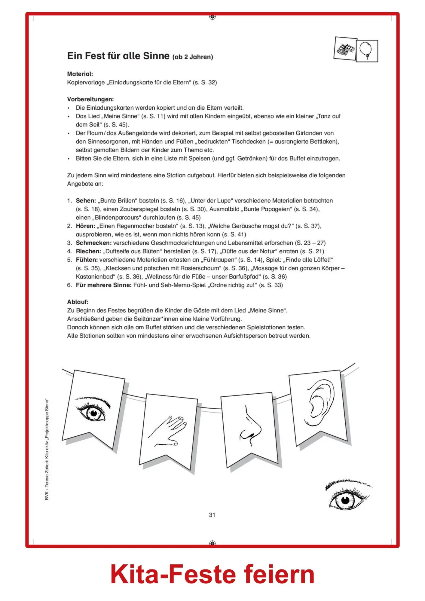 Bild: 9783965202894 | Kita aktiv Projektmappe Sinne | Teresa Zabori | Broschüre | Kita aktiv