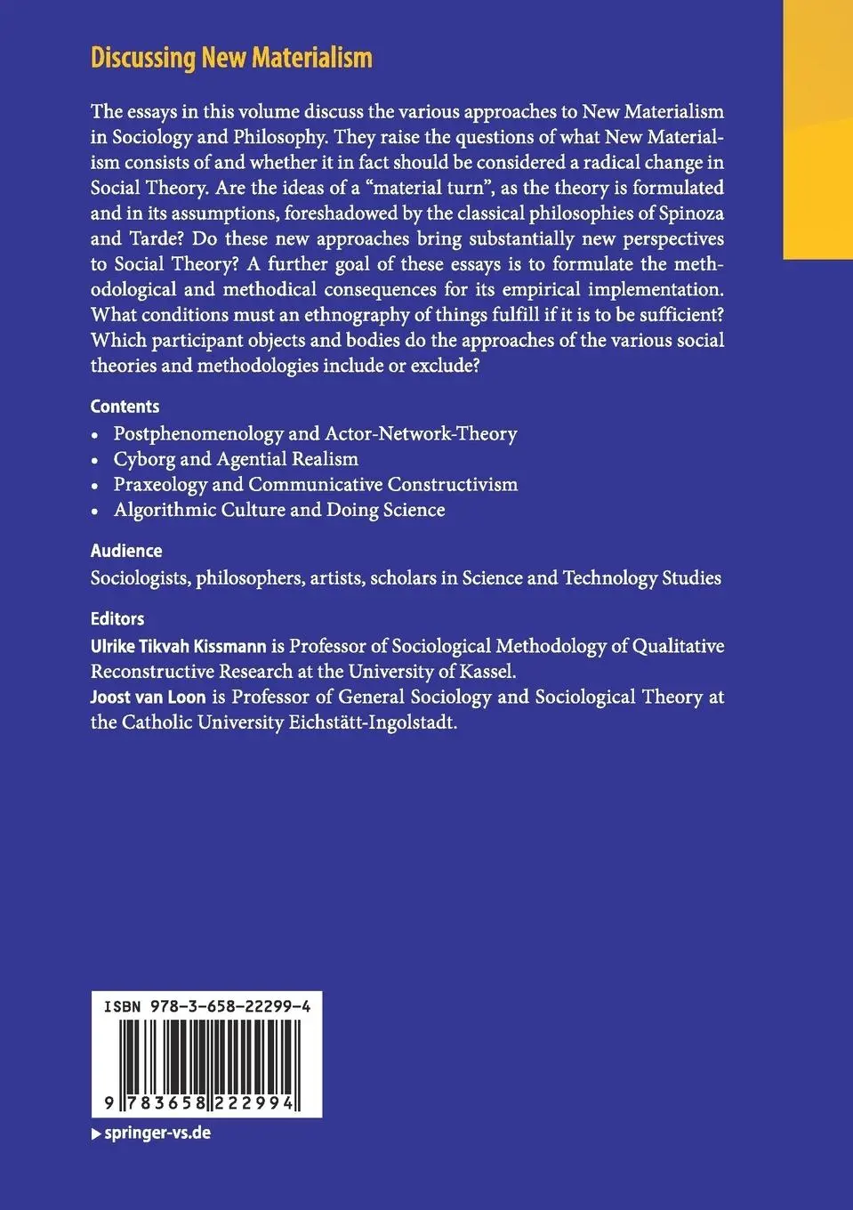 Rückseite: 9783658222994 | Discussing New Materialism | Joost van Loon (u. a.) | Taschenbuch | x