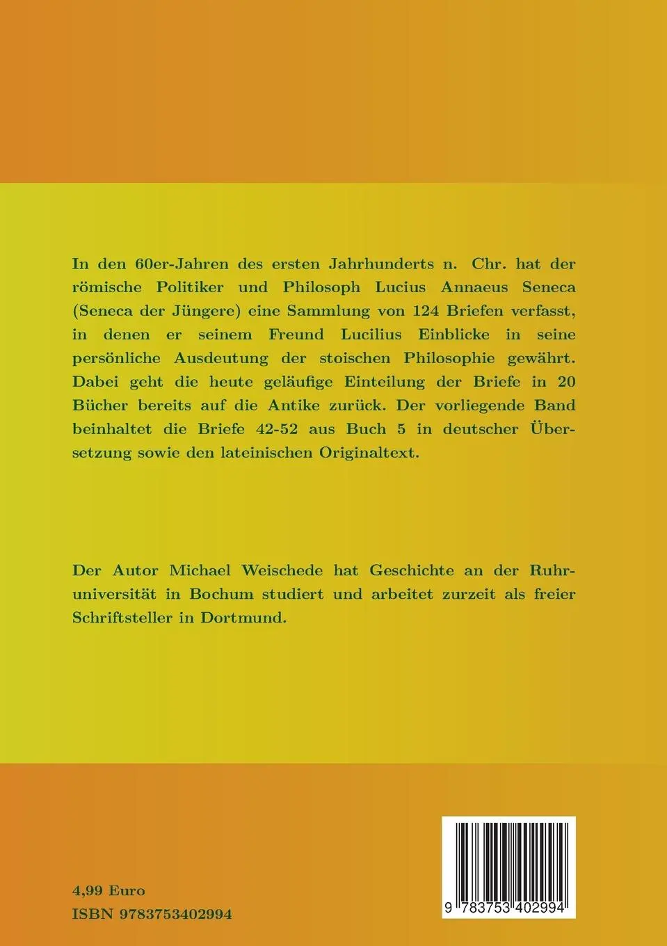 Rückseite: 9783753402994 | Seneca - Epistulae morales ad Lucilium - Liber V Epistulae XLII-LII