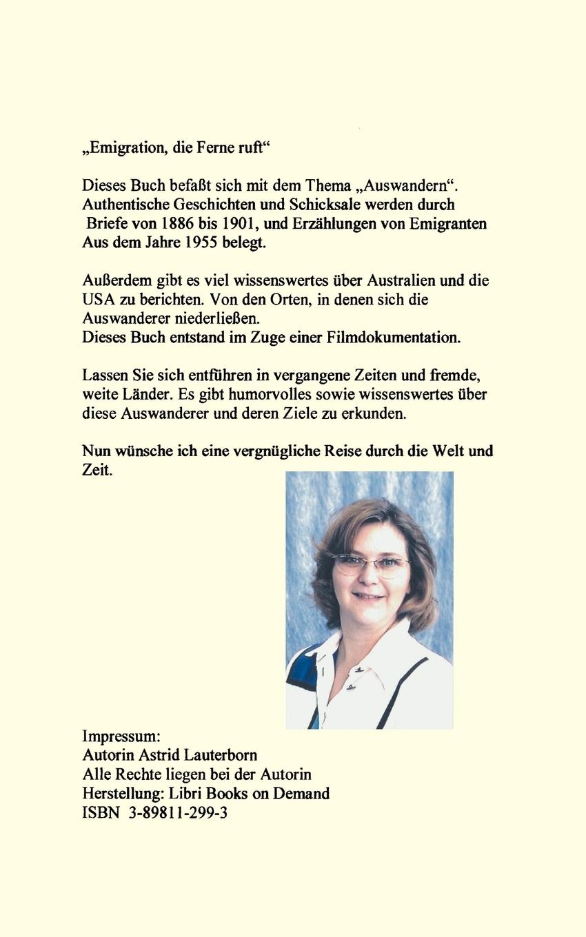 Rückseite: 9783898112994 | Emigration, die Ferne ruft | Astrid Lauterborn | Taschenbuch | 216 S.