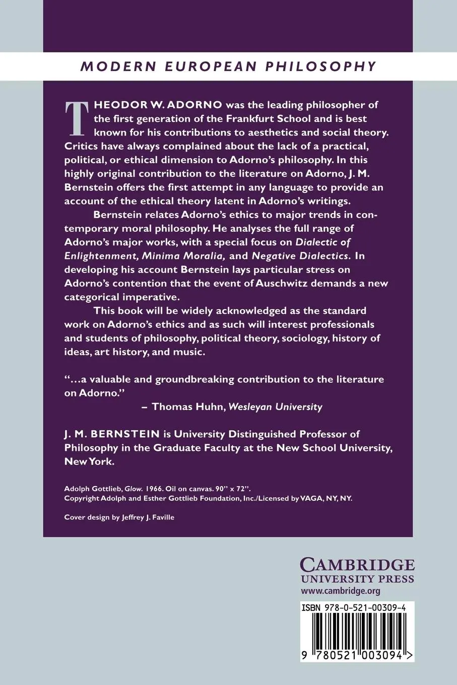 Rückseite: 9780521003094 | Adorno | Disenchantment and Ethics | J. M. Bernstein | Taschenbuch