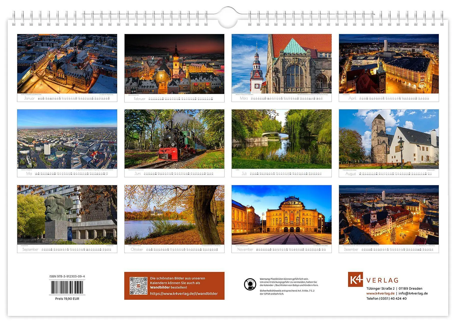 Bild: 9783912303094 | Kalender Chemnitz 2027 | 45 x 30 cm weißes Kalendarium | Schubert