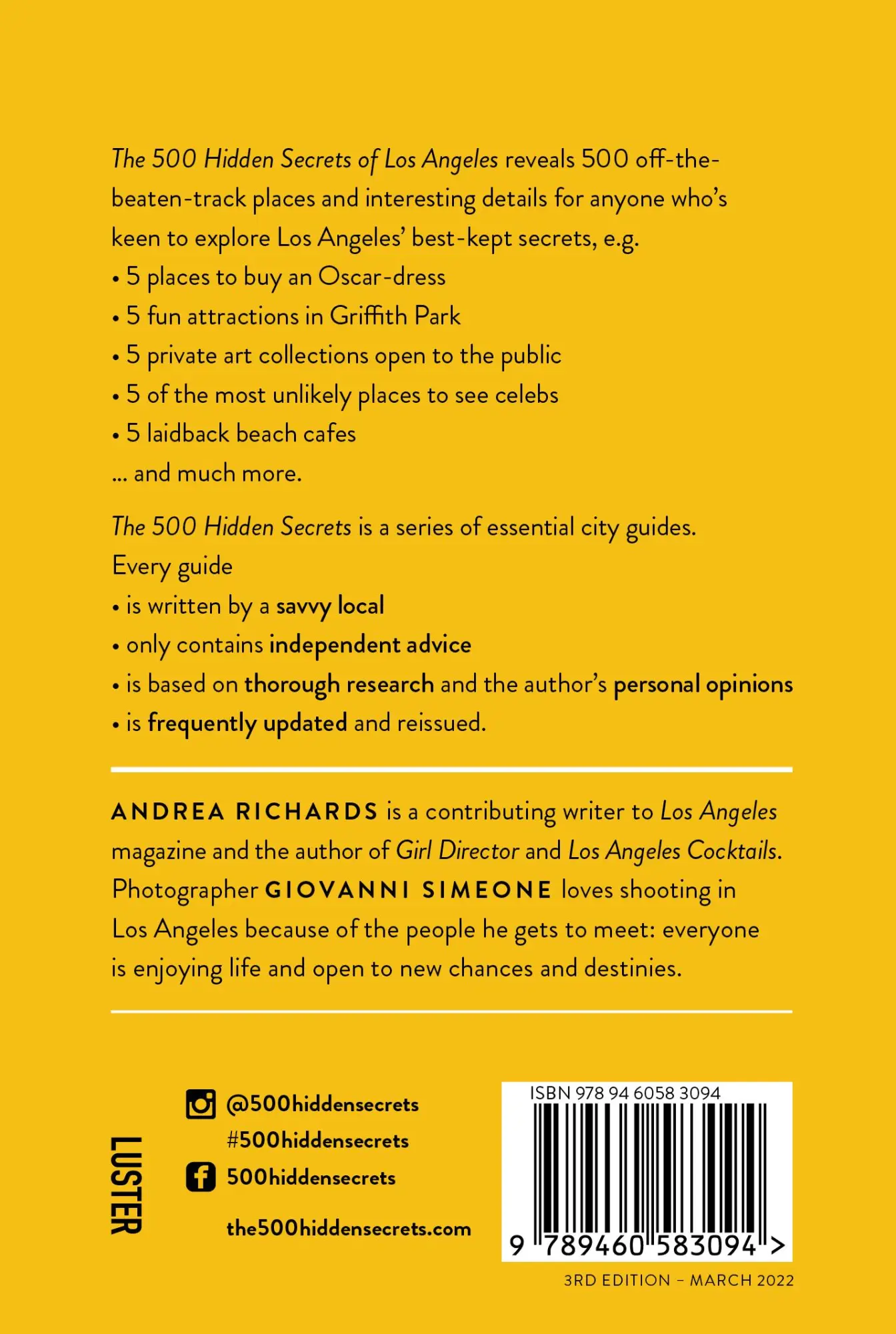 Rückseite: 9789460583094 | The 500 Hidden Secrets of Los Angeles | Andrea Richards | Taschenbuch