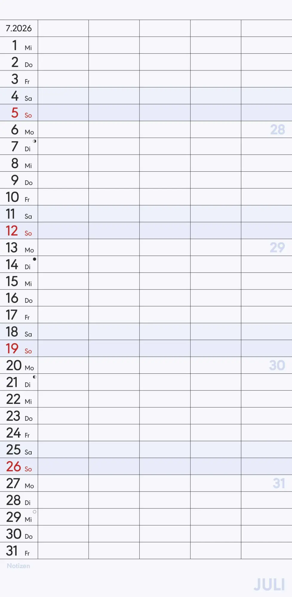 Bild: 4069095003194 | Superplaner L 2026 5 Spalten - Familien-Timer 22x45 cm -...