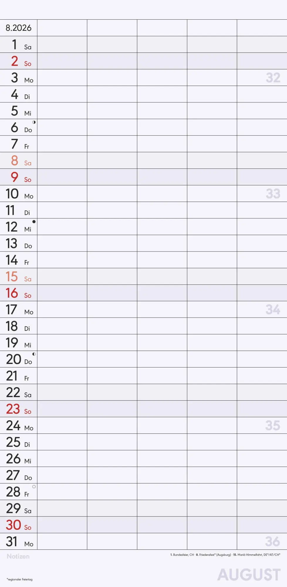 Bild: 4069095003194 | Superplaner L 2026 5 Spalten - Familien-Timer 22x45 cm -...