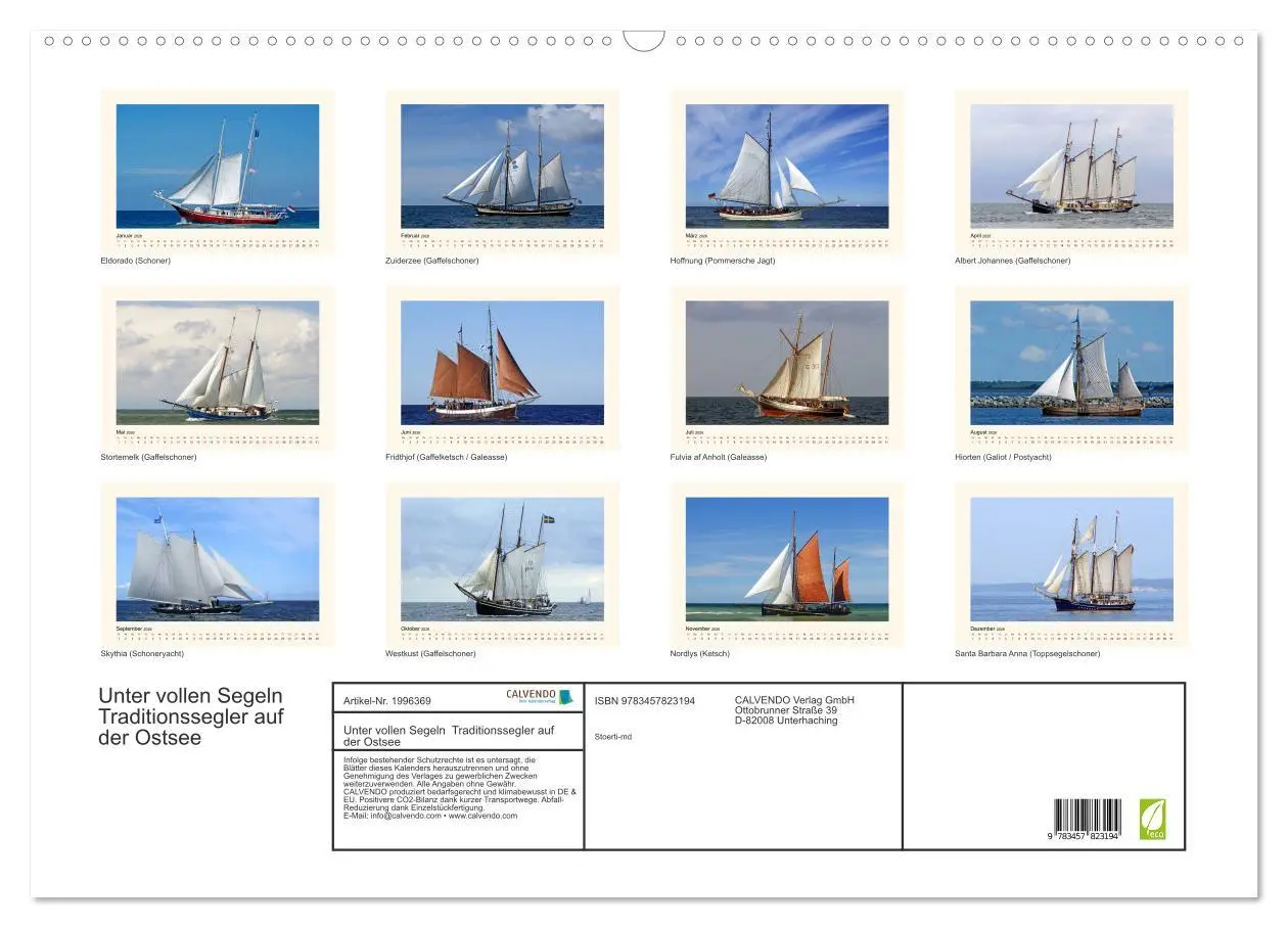 Bild: 9783457823194 | Unter vollen Segeln Traditionssegler auf der Ostsee (Wandkalender...