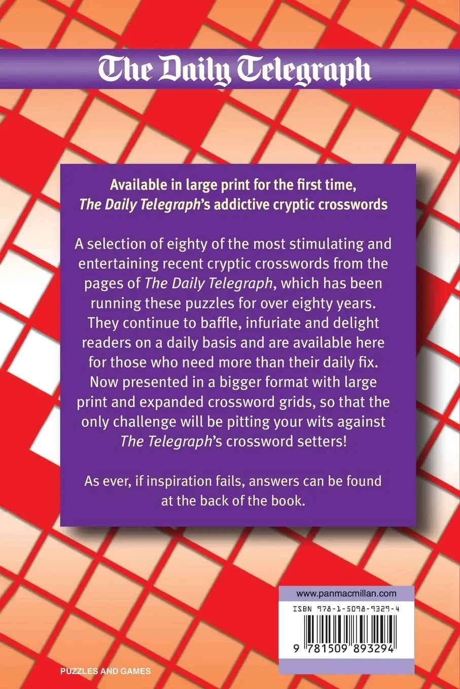 Rückseite: 9781509893294 | Daily Telegraph Book of Large Print Cryptic Crosswords | Limited | Pan
