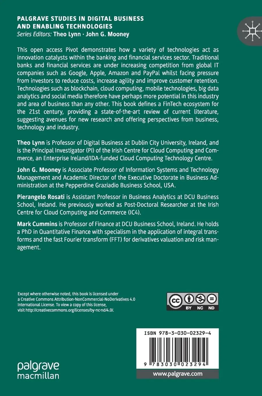 Rückseite: 9783030023294 | Disrupting Finance | FinTech and Strategy in the 21st Century | Buch
