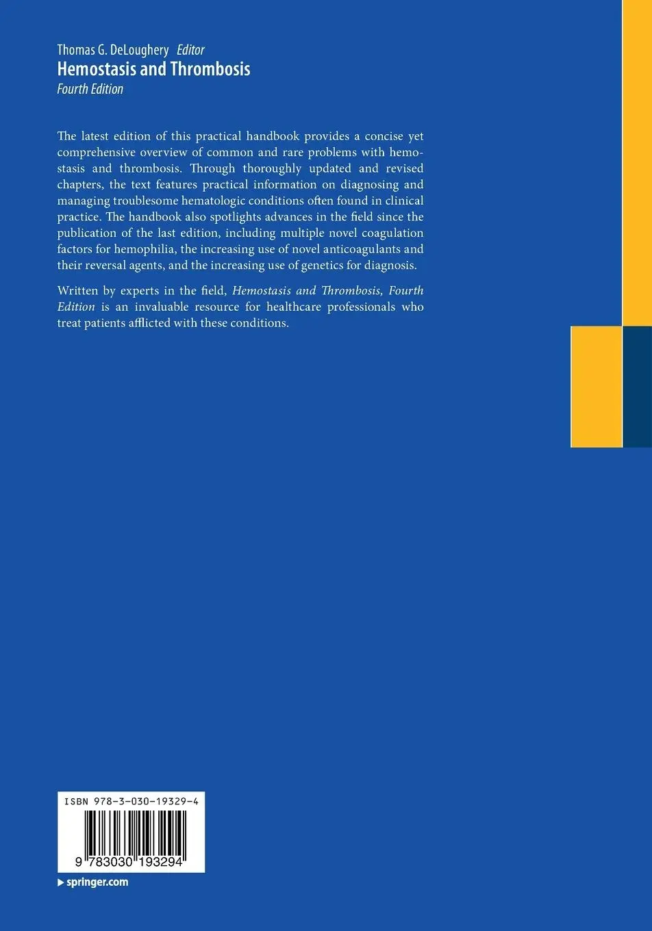 Rückseite: 9783030193294 | Hemostasis and Thrombosis | Thomas G. Deloughery | Taschenbuch | vii