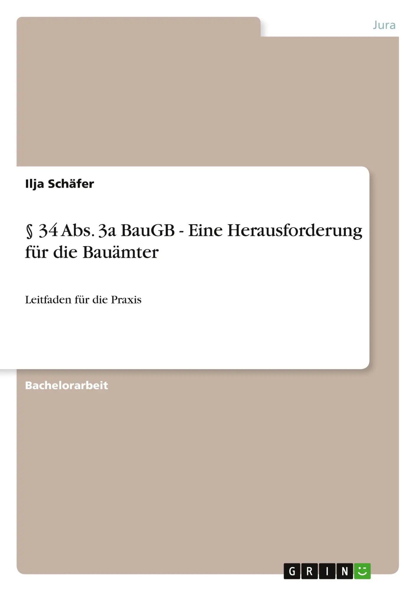 Cover: 9783346173294 | § 34 Abs. 3a BauGB - Eine Herausforderung für die Bauämter | Schäfer