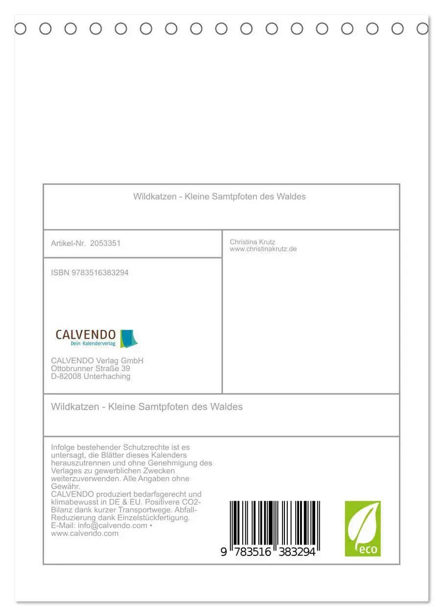 Bild: 9783516383294 | Wildkatzen - Kleine Samtpfoten des Waldes (Tischkalender 2026 DIN...