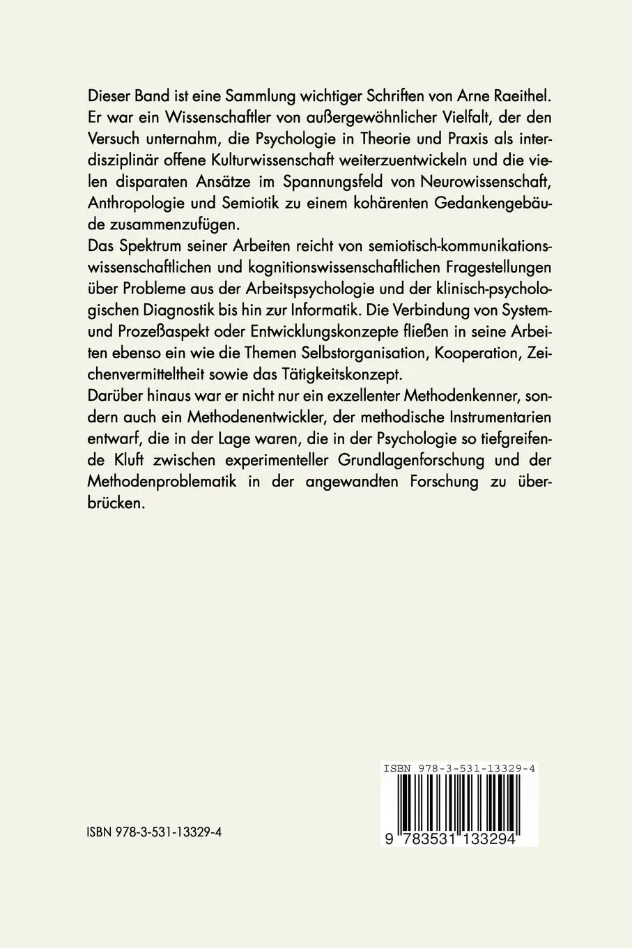 Rückseite: 9783531133294 | Selbstorganisation, Kooperation, Zeichenprozeß | Arne Raeithel | Buch