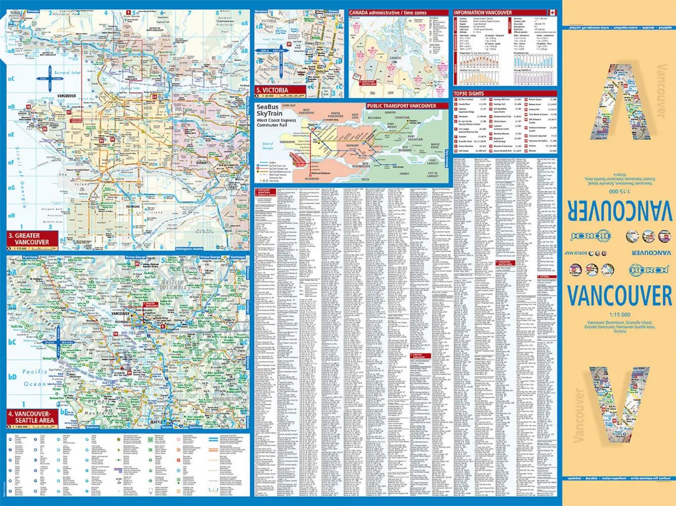 Bild: 9783866093294 | Borch Map Vancouver | (Land-)Karte | Mehrfarbendruck. Gefalzt | 2 S.