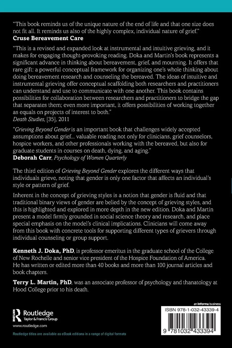 Rückseite: 9781032433394 | Grieving Beyond Gender | Understanding Diverse Grieving Styles | Buch