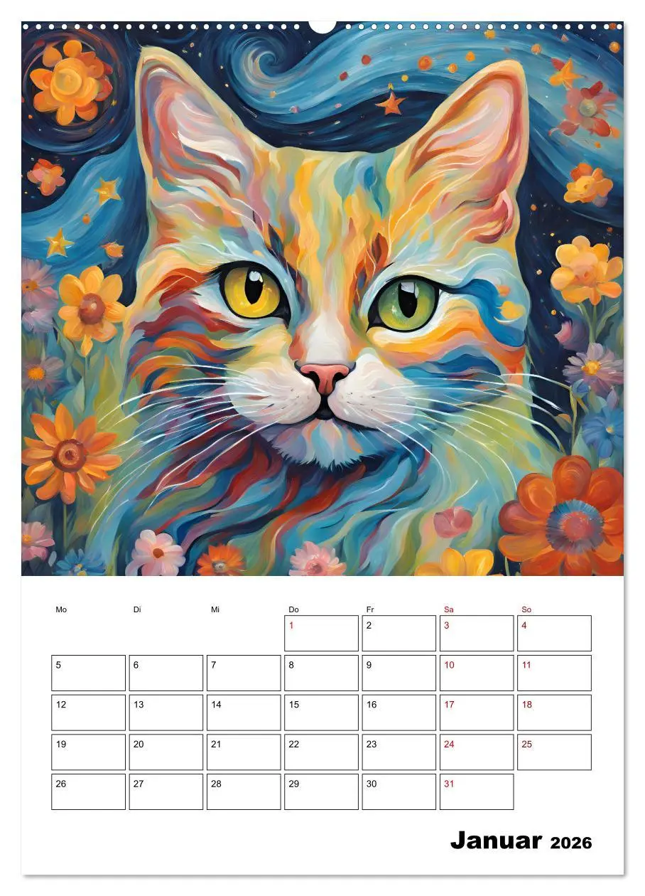 Bild: 9783457283394 | Katzenmagie (Wandkalender 2026 DIN A2 hoch), CALVENDO Monatskalender