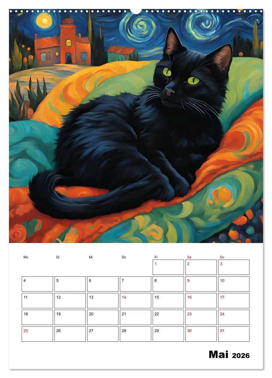 Bild: 9783457283394 | Katzenmagie (Wandkalender 2026 DIN A2 hoch), CALVENDO Monatskalender