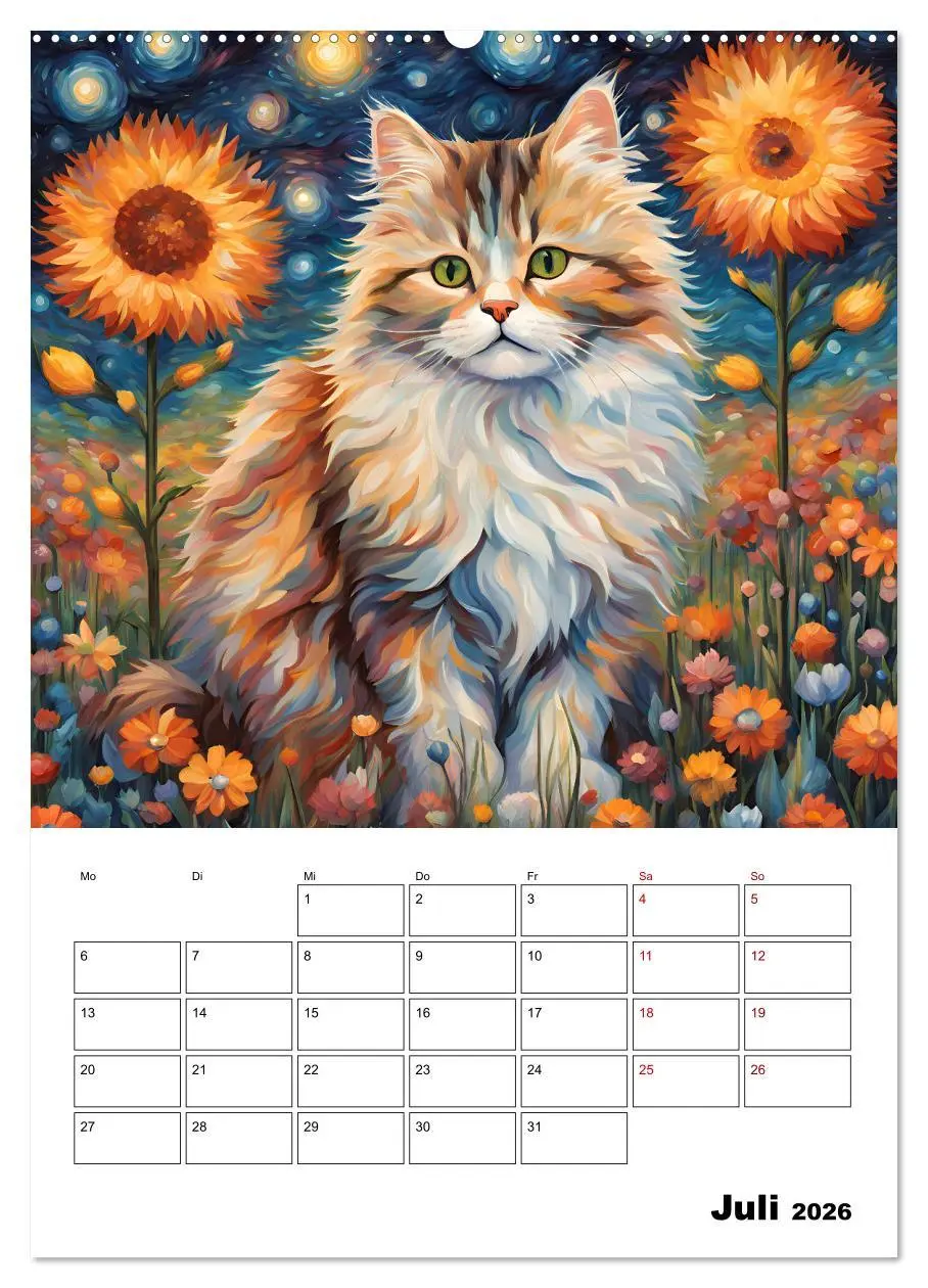 Bild: 9783457283394 | Katzenmagie (Wandkalender 2026 DIN A2 hoch), CALVENDO Monatskalender
