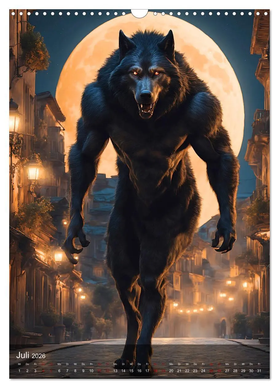 Bild: 9783516293494 | Werwölfe - mystischer Mond (Wandkalender 2026 DIN A3 hoch),...