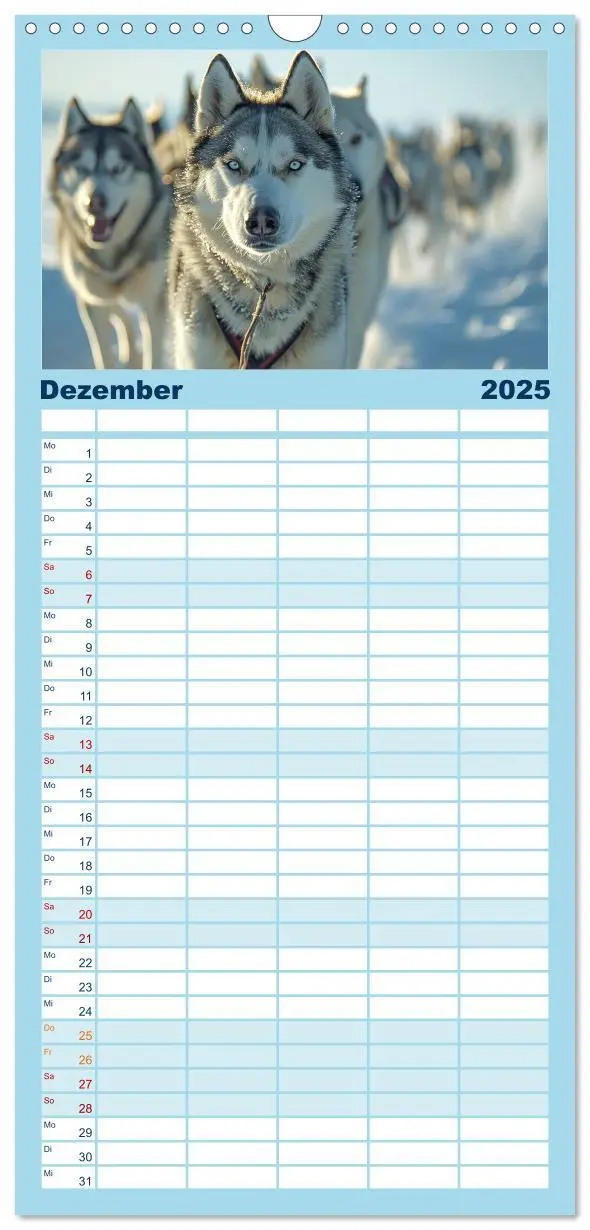 Bild: 9783457193594 | Familienplaner 2025 - Schlittenhund Träume mit 5 Spalten...