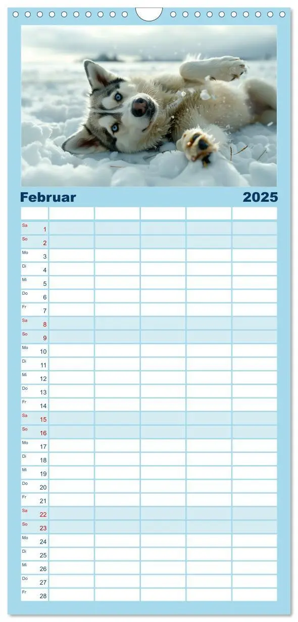 Bild: 9783457193594 | Familienplaner 2025 - Schlittenhund Träume mit 5 Spalten...