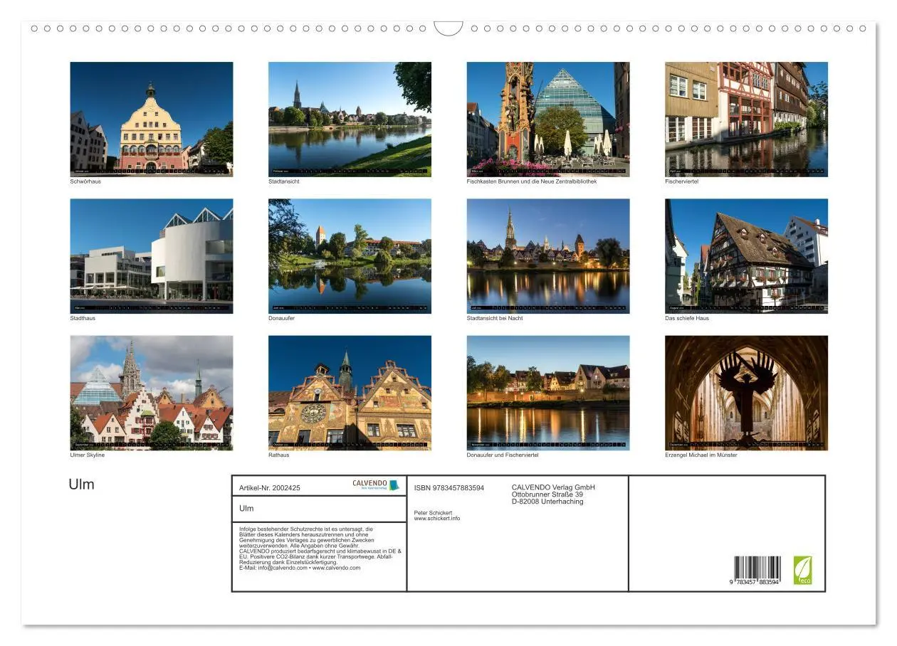 Bild: 9783457883594 | Ulm (Wandkalender 2026 DIN A2 quer), CALVENDO Monatskalender | Deutsch