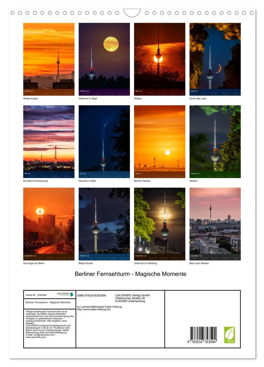 Bild: 9783516353594 | Berliner Fernsehturm - Magische Momente (Wandkalender 2026 DIN A3...