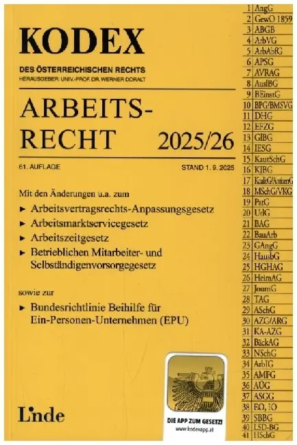Cover: 9783707353594 | KODEX Arbeitsrecht 2025/26 | Edda Stech (u. a.) | Taschenbuch | 2025
