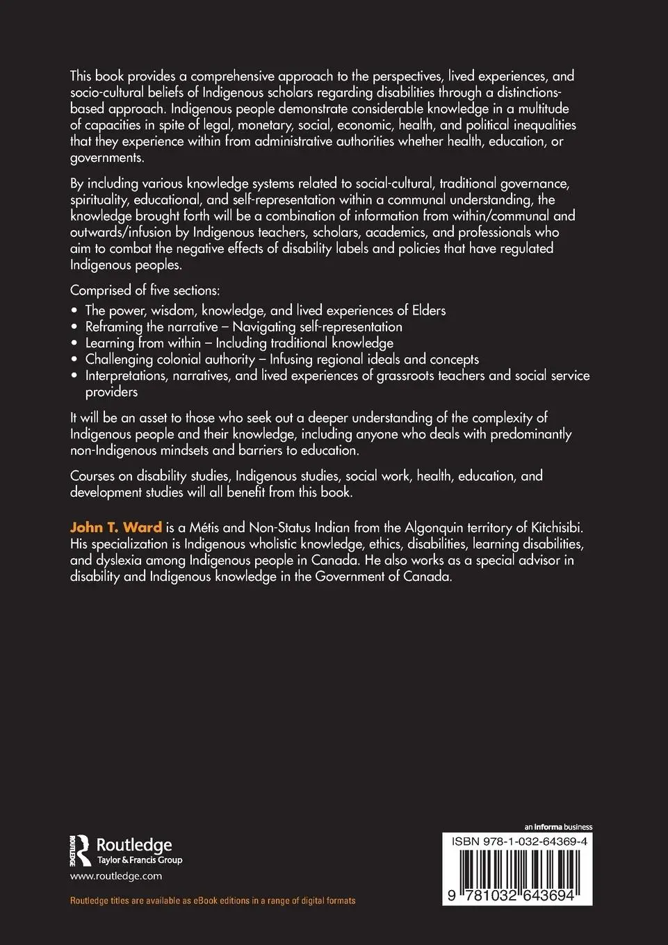 Rückseite: 9781032643694 | Indigenous Disability Studies | John T. Ward | Taschenbuch | Englisch
