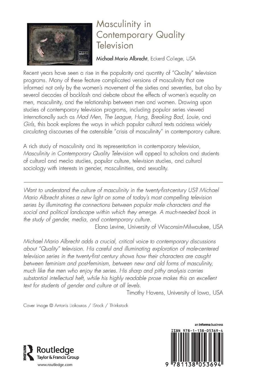 Rückseite: 9781138053694 | Masculinity in Contemporary Quality Television | Albrecht | Buch
