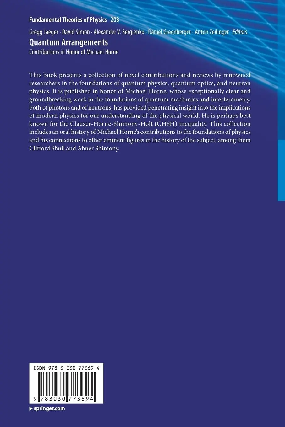 Rückseite: 9783030773694 | Quantum Arrangements | Contributions in Honor of Michael Horne | Buch