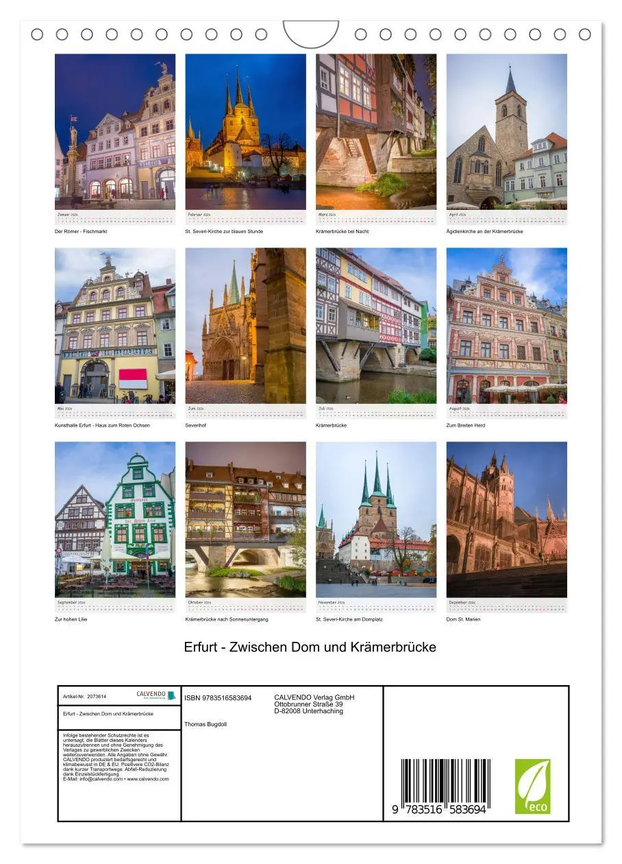 Bild: 9783516583694 | Erfurt - Zwischen Dom und Krämerbrücke (Wandkalender 2026 DIN A4...