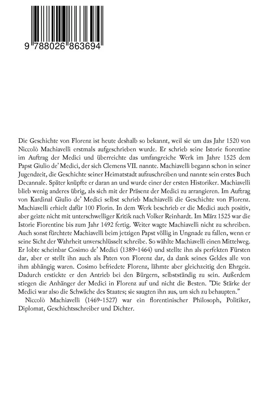 Rückseite: 9788026863694 | Geschichte von Florenz | Niccolò Machiavelli (u. a.) | Taschenbuch