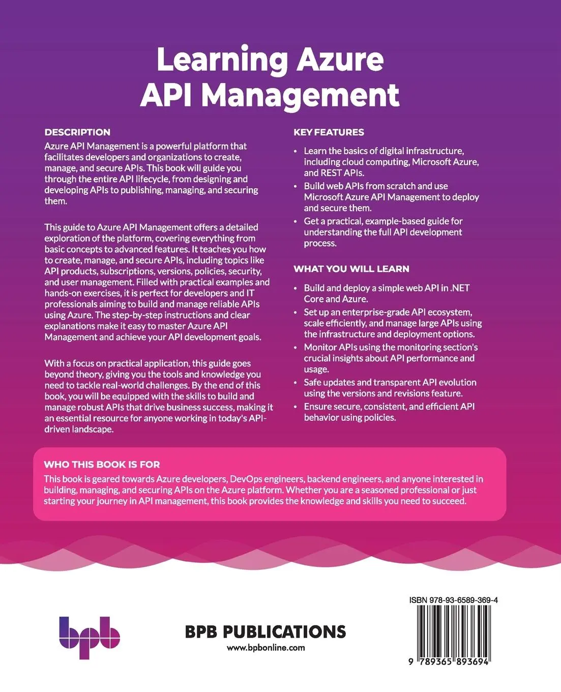 Rückseite: 9789365893694 | Learning Azure API Management | Naman Sinha | Taschenbuch | Englisch