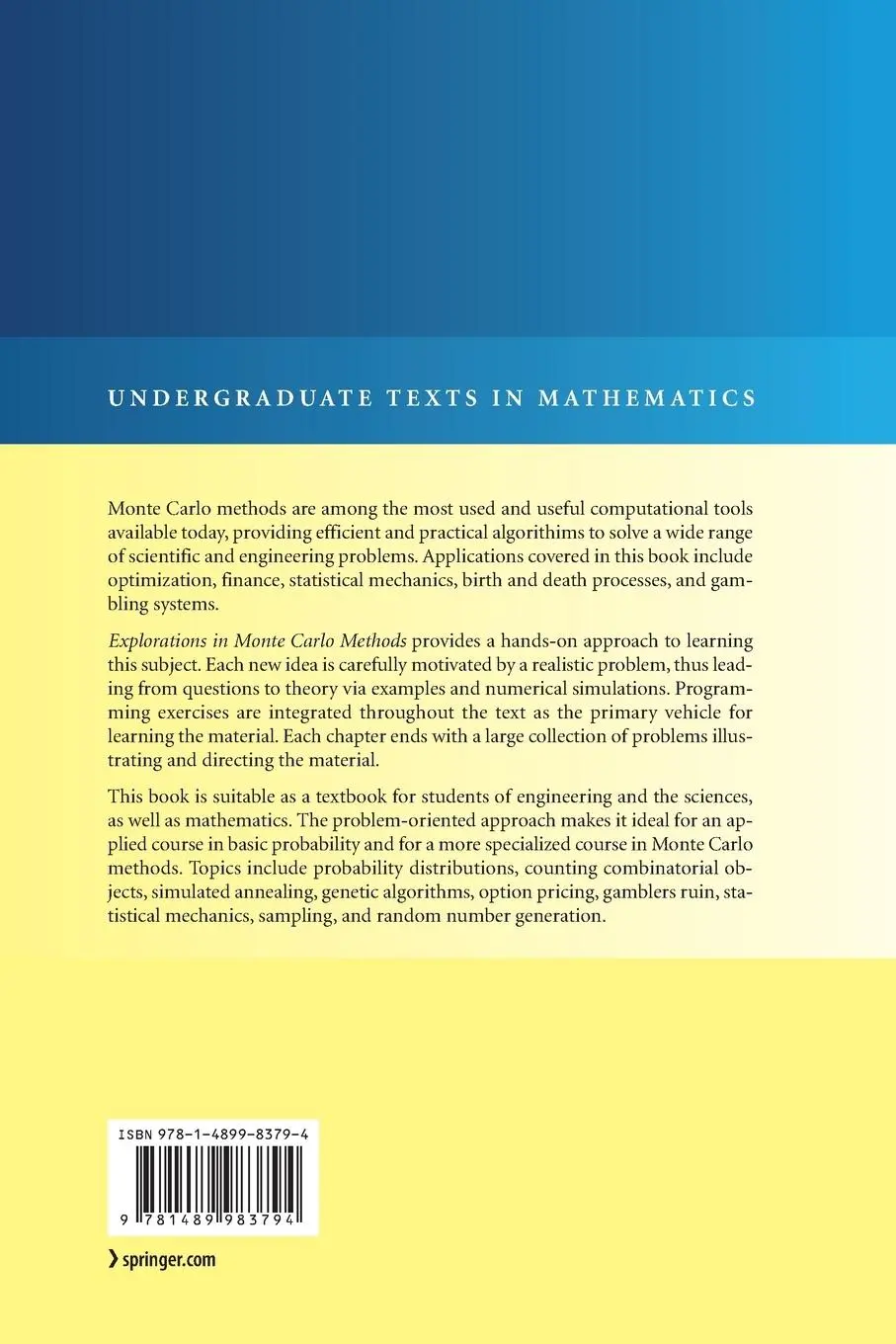 Rückseite: 9781489983794 | Explorations in Monte Carlo Methods | Franklin Mendivil (u. a.) | Buch