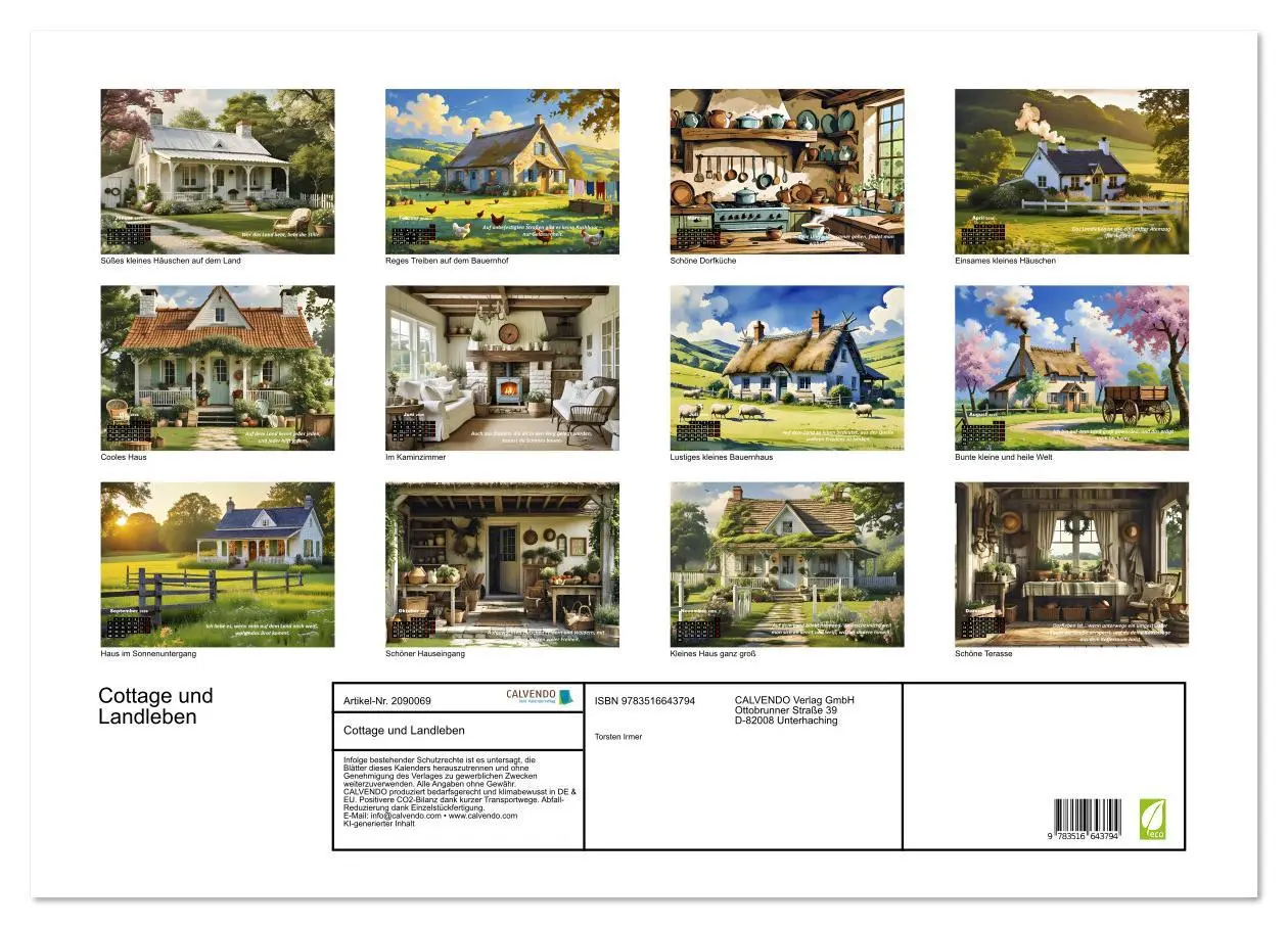 Bild: 9783516643794 | Cottage und Landleben (Wandkalender 2026 DIN A2 quer), CALVENDO...