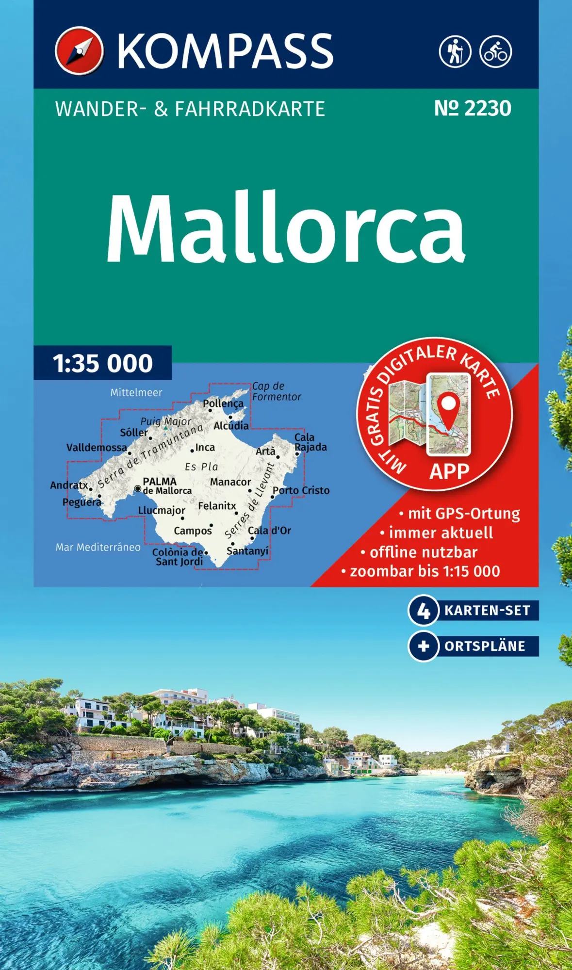 Cover: 9783991543794 | KOMPASS Wanderkarten-Set 2230 Mallorca (4 Karten) 1:35.000 | 4 Bde/Tle