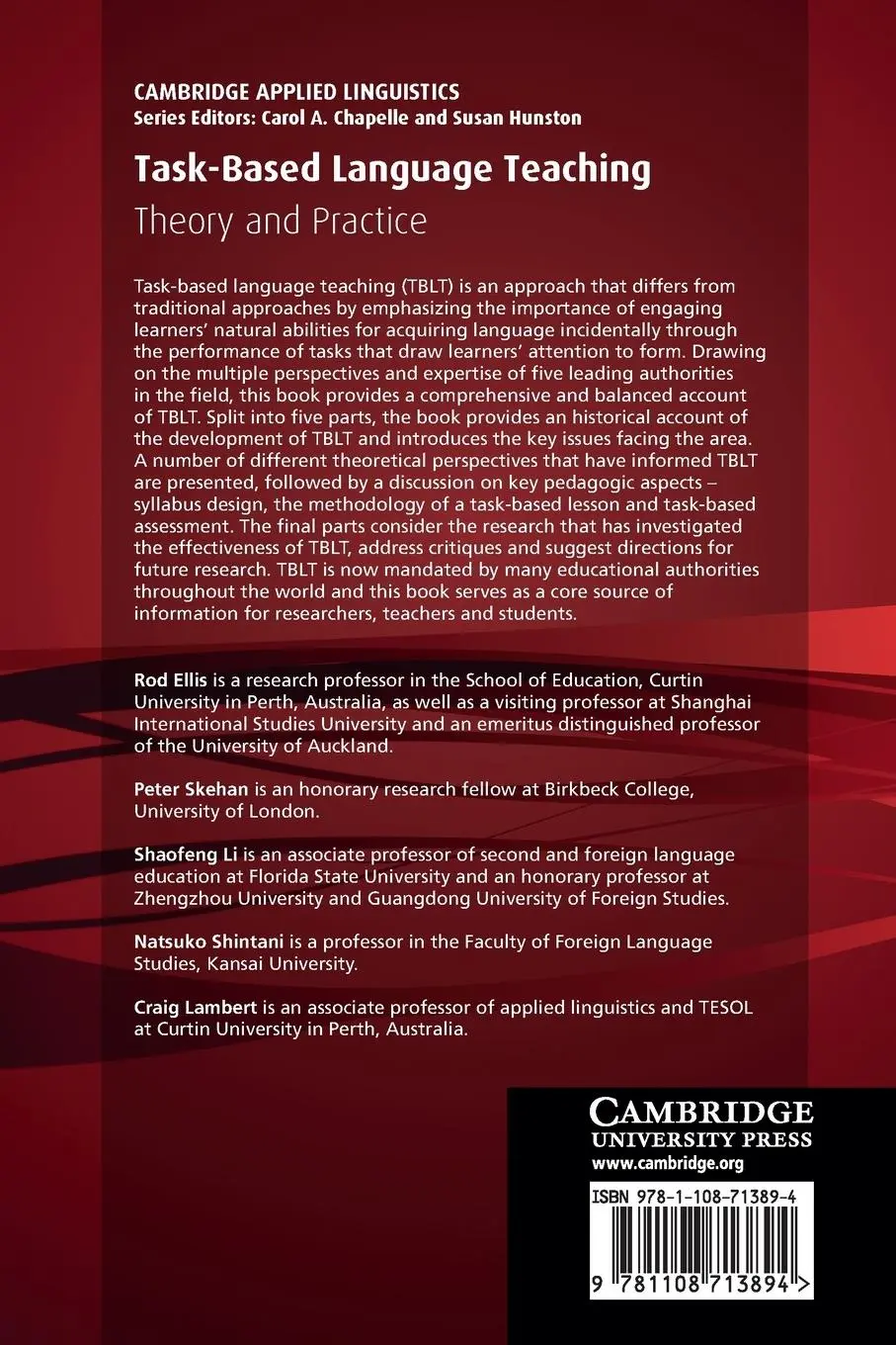 Rückseite: 9781108713894 | Task-Based Language Teaching | Rod Ellis (u. a.) | Taschenbuch | 2019
