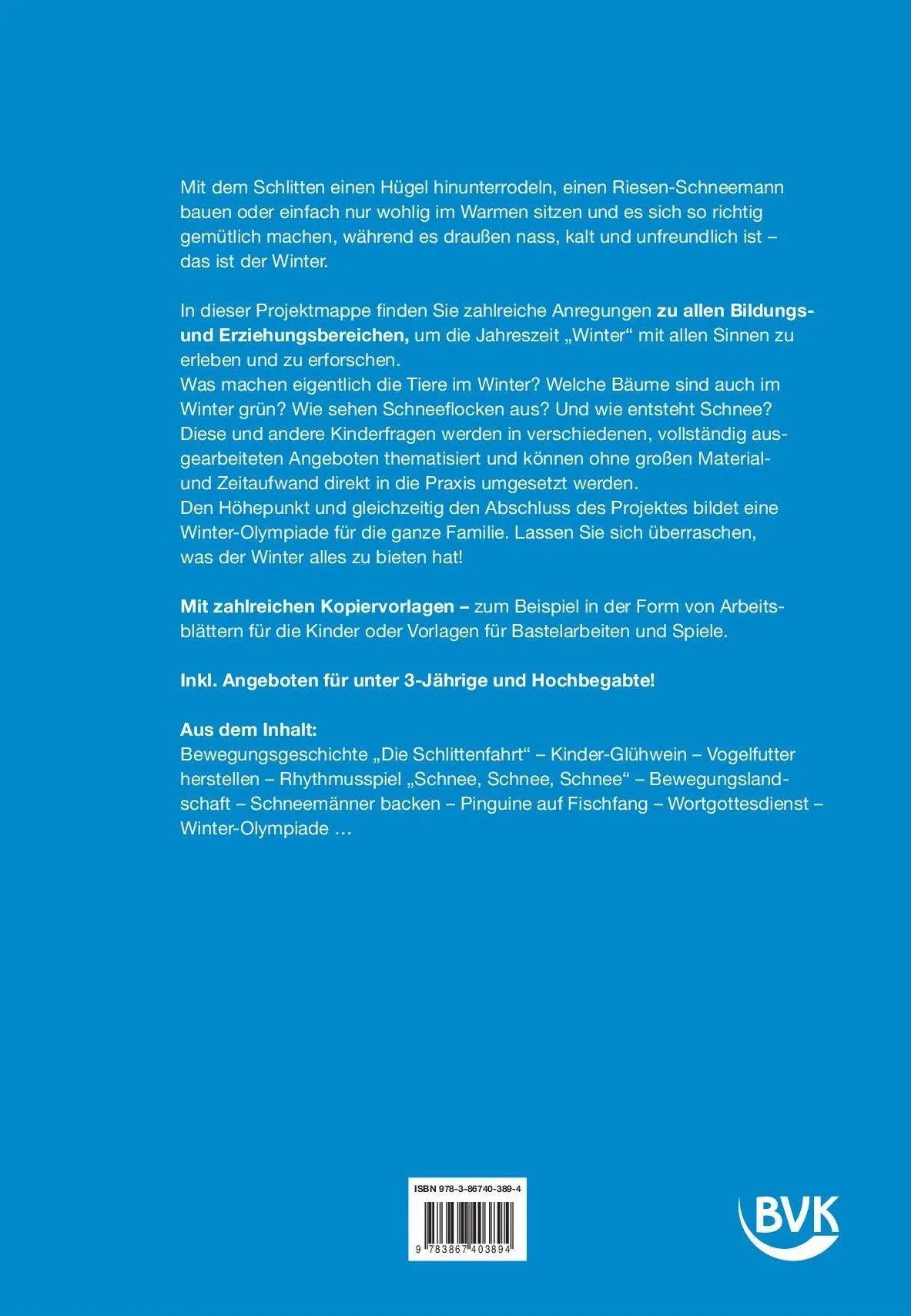 Rückseite: 9783867403894 | Kita aktiv Projektmappe Winter | Jenny Hütter | Broschüre | Kita aktiv
