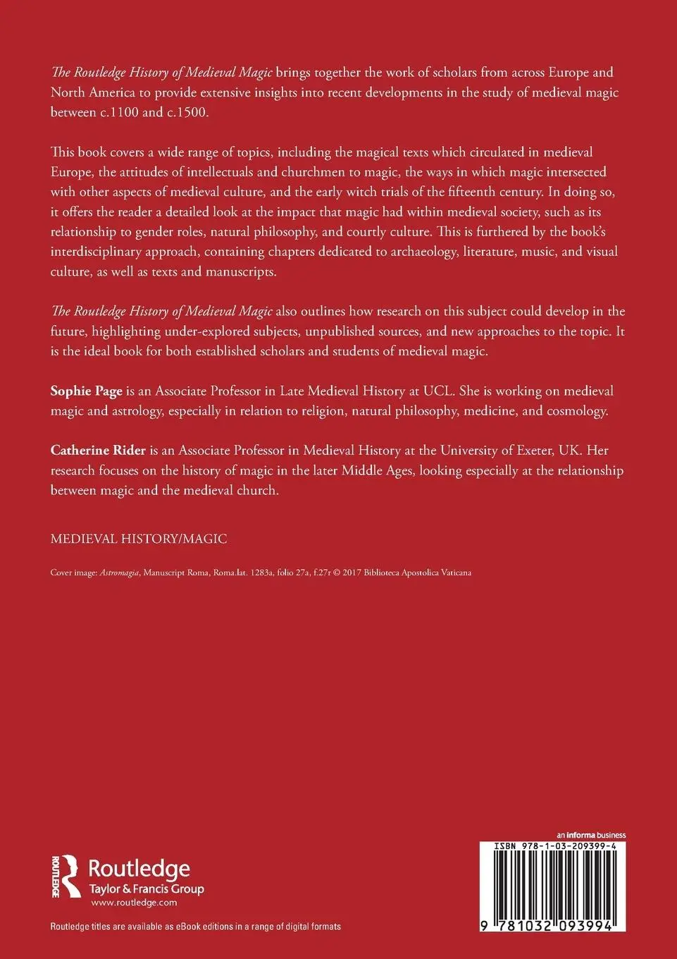 Rückseite: 9781032093994 | The Routledge History of Medieval Magic | Sophie Page (u. a.) | Buch