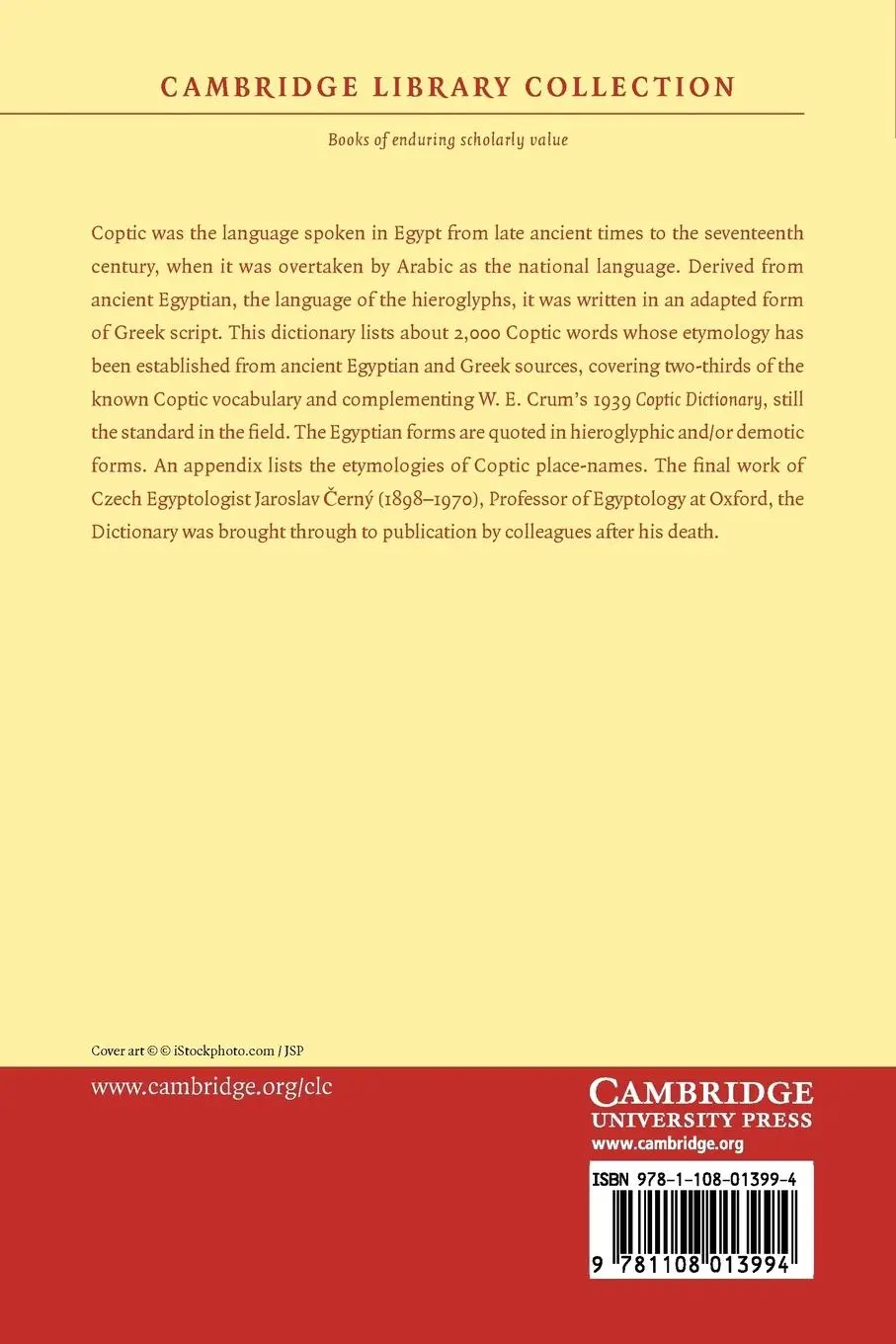 Rückseite: 9781108013994 | Coptic Etymological Dictionary | Jaroslav ¿Erný | Taschenbuch | 2010