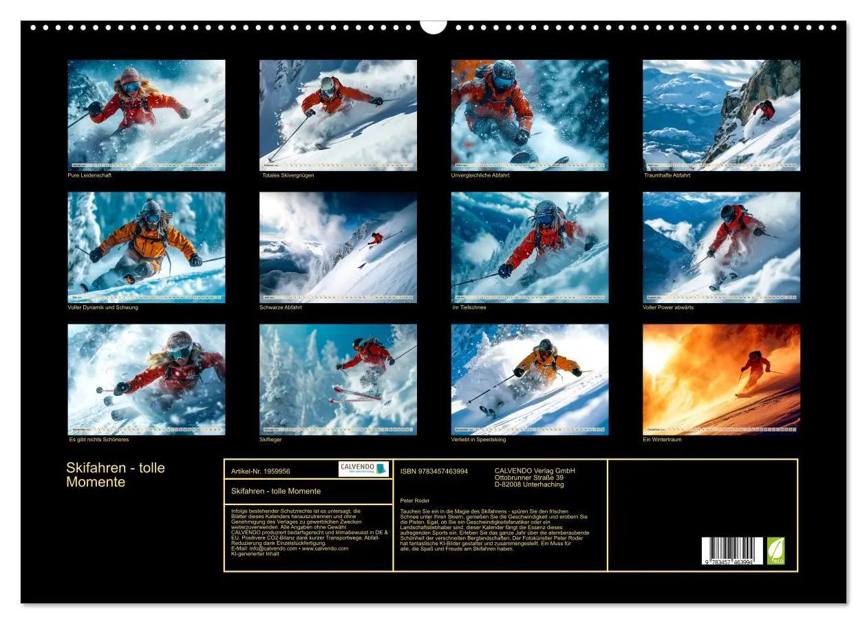 Bild: 9783457463994 | Skifahren - tolle Momente (Wandkalender 2026 DIN A2 quer), CALVENDO...