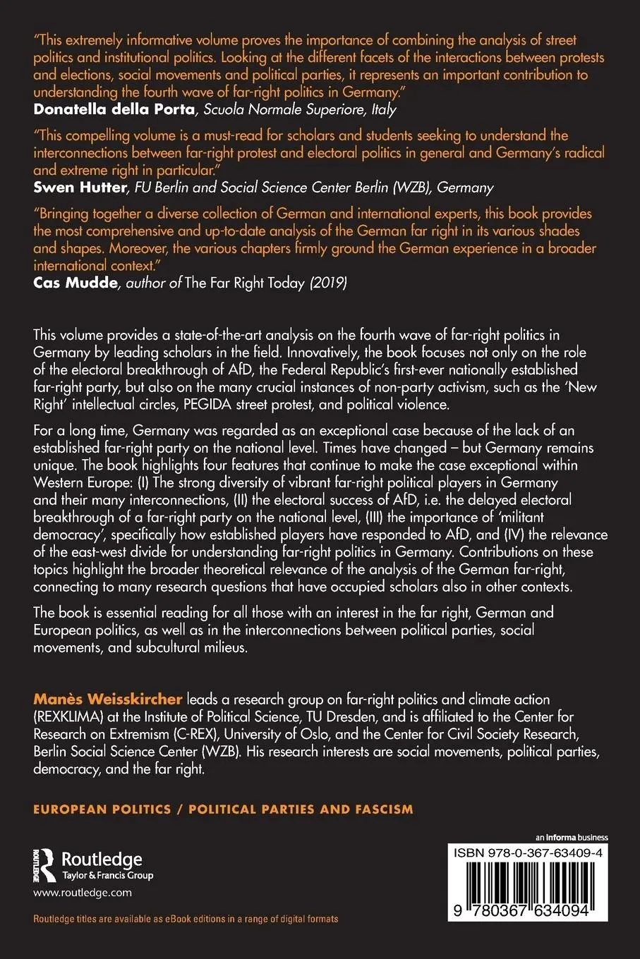 Rückseite: 9780367634094 | Contemporary Germany and the Fourth Wave of Far-Right Politics | Buch
