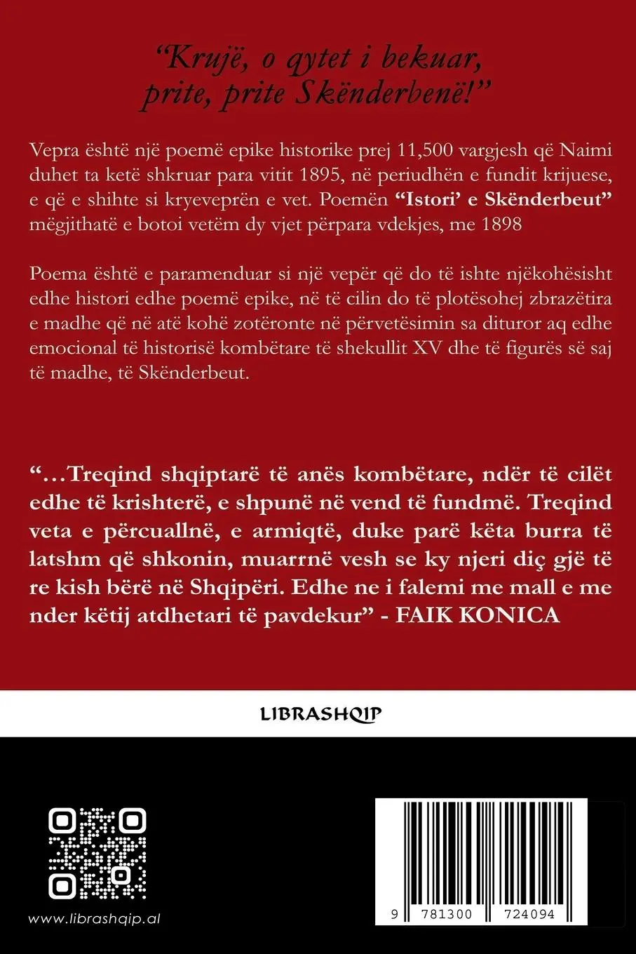 Rückseite: 9781300724094 | Histori e Skënderbeut | Naim Frashëri | Taschenbuch | Albanisch | 2024