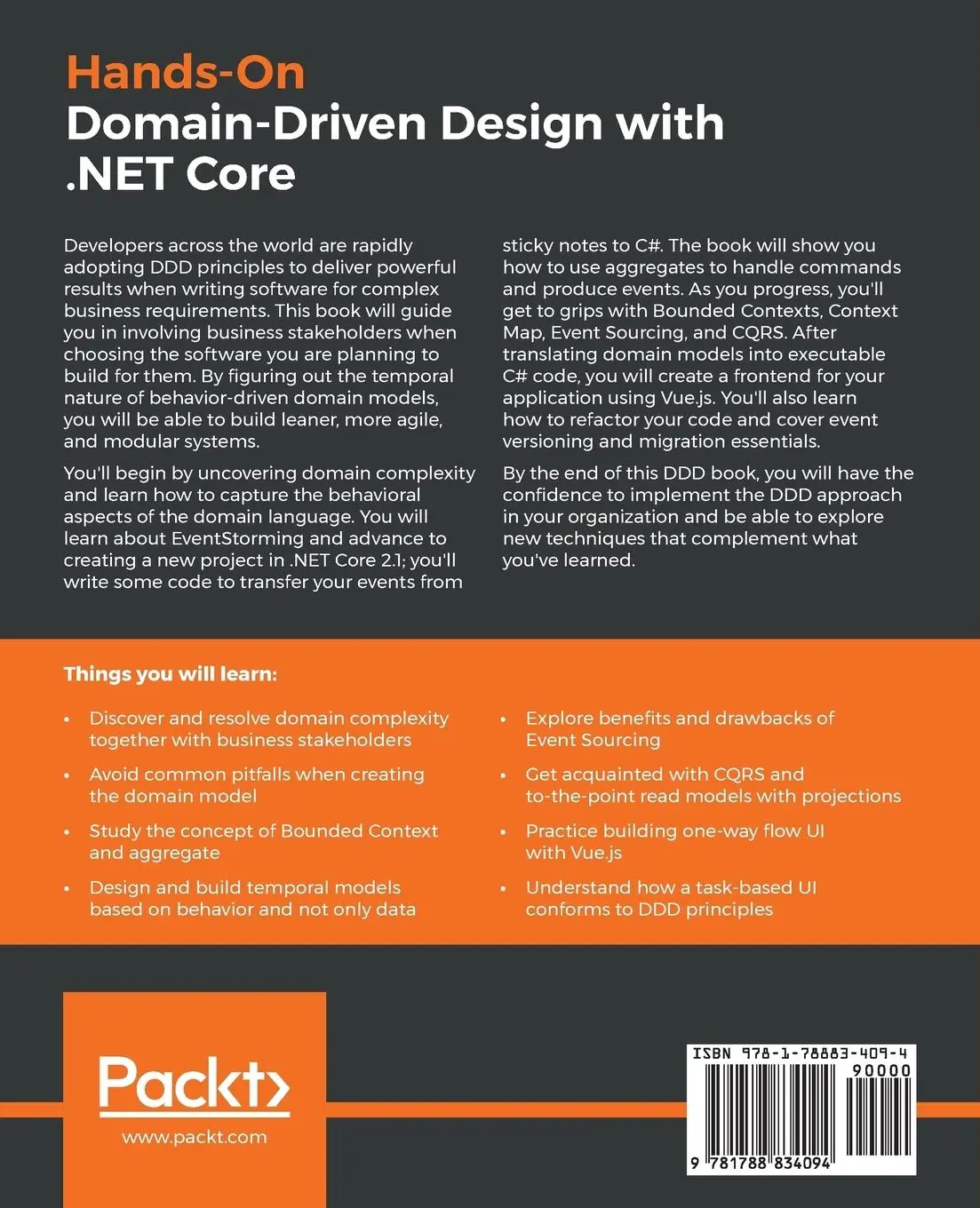 Rückseite: 9781788834094 | Hands-On Domain-Driven Design with .NET Core | Alexey Zimarev | Buch