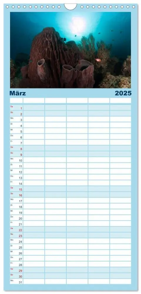 Bild: 9783457114094 | Familienplaner 2025 - Tauchen, Fische und Meer mit 5 Spalten...