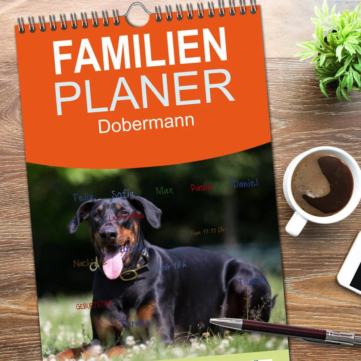 Bild: 9783516514094 | Familienplaner 2026 - Dobermann mit 5 Spalten (Wandkalender, 21 x...