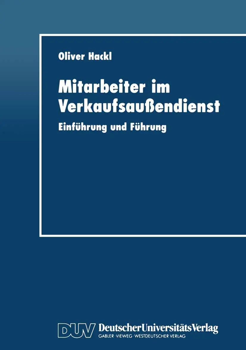 Cover: 9783824404094 | Mitarbeiter im Verkaufsaußendienst | Einführung und Führung | Hackl
