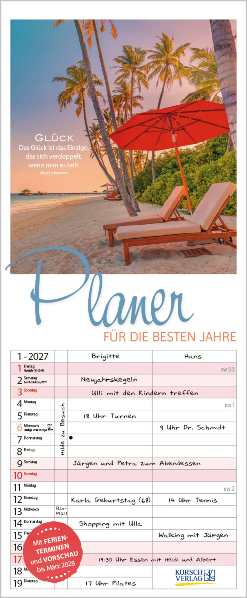 Cover: 9783819304194 | Planer für die besten Jahre 2027 | Verlag Korsch | Kalender | 14 S.