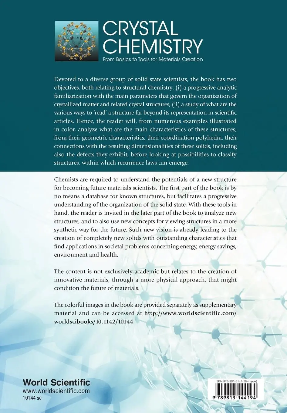 Rückseite: 9789813144194 | CRYSTAL CHEMISTRY | FROM BASICS TOOLS MATERIALS CREATION | Ferey